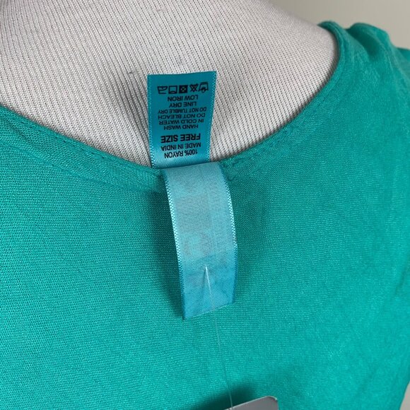 India Boutique Sleeveless Aqua Dress With Palm Tree Print L Swim Coverup - Picture 5 of 7